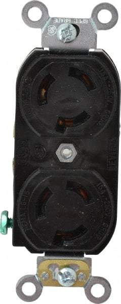 Leviton - 250 VAC, 15 Amp, L6-15R NEMA, Self Grounding Receptacle - 2 Poles, 3 Wire, Female End, Black - Exact Industrial Supply