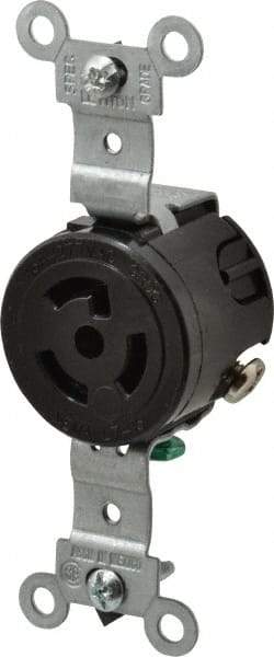 Leviton - 277 VAC, 15 Amp, L7-15R NEMA, Self Grounding Receptacle - 2 Poles, 3 Wire, Female End, Black - Exact Industrial Supply