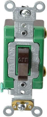 Leviton - 1 Pole, 120 to 277 VAC, 30 Amp, Industrial Grade, Toggle, Wall and Dimmer Light Switch - 1.31 Inch Wide x 4.06 Inch High - Exact Industrial Supply