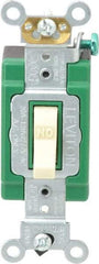 Leviton - 1 Pole, 120 to 277 VAC, 30 Amp, Industrial Grade, Toggle, Wall and Dimmer Light Switch - 1.31 Inch Wide x 4.06 Inch High - Exact Industrial Supply