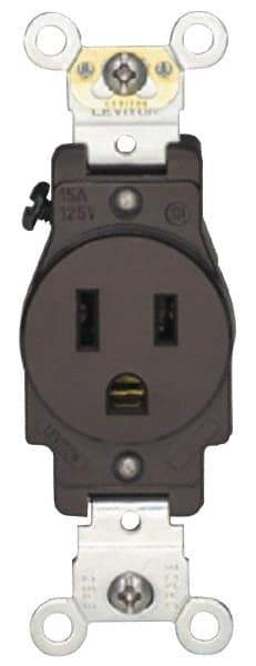 Hubbell Wiring Device-Kellems - 125/250 VAC, 60 Amp, 14-60R NEMA Configuration, Black, Industrial Grade, Self Grounding Single Receptacle - 1 Phase, 3 Poles, 4 Wire, Flush Mount - Exact Industrial Supply