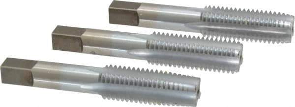 Made in USA - 3/4-10 UNC, 4 Flute, Bottoming, Plug & Taper, Chrome Finish, High Speed Steel Tap Set - Right Hand Cut, 4-1/4" OAL, 2" Thread Length, 2B/3B Class of Fit - Exact Industrial Supply