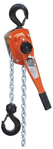 Value Collection - 6,000 Lb Lifting Capacity, 5' Lift Height, Lever Hoist - Made from Chain, 77 Lb Avg Pull to Lift Rated Load, 1 Chain - Exact Industrial Supply