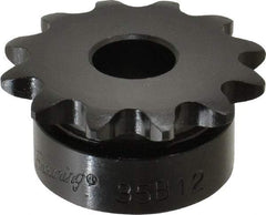 Browning - 12 Teeth, 3/8" Chain Pitch, Chain Size 35, Min Plain Bore Sprocket - 1/2" Bore Diam, 1.449" Pitch Diam, 1.62" Outside Diam - Exact Industrial Supply