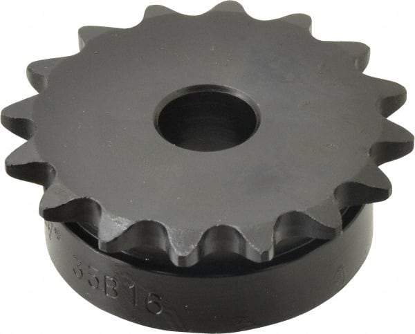 Browning - 16 Teeth, 3/8" Chain Pitch, Chain Size 35, Min Plain Bore Sprocket - 1/2" Bore Diam, 1.922" Pitch Diam, 2.1" Outside Diam - Exact Industrial Supply