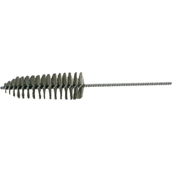 Brush Research Mfg. - 2-1/4" Diam Helical Stainless Steel Tube Brush - Single Spiral, 0.006" Filament Diam, 6-1/2" Brush Length, 14" OAL, 0.245" Diam Galvanized Steel Shank - Exact Industrial Supply