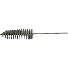 Brush Research Mfg. - 2-1/4" Diam Helical Stainless Steel Tube Brush - Single Spiral, 0.006" Filament Diam, 6-1/2" Brush Length, 14" OAL, 0.245" Diam Galvanized Steel Shank - Exact Industrial Supply