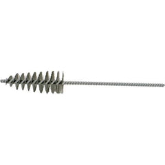 Brush Research Mfg. - 1.2" Diam Helical Stainless Steel Tube Brush - Single Spiral, 0.006" Filament Diam, 2-1/8" Brush Length, 10-1/2" OAL, 0.245" Diam Plastic Handle Shank - Exact Industrial Supply