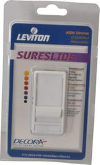 Leviton - 1 Pole, 120 VAC, 60 Hz, 600 Watt, Residential Grade, Rocker, Wall and Dimmer Light Switch - 1.73 Inch Wide x 4.13 Inch High, Incandescent - Exact Industrial Supply