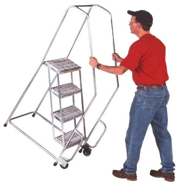 Ballymore - 49" 2 Step Ladder - 300 Lb Capacity, 19" Platform Height, 20" Base Width x 19" Depth, Heavy-Duty Serrated Grating - Exact Industrial Supply