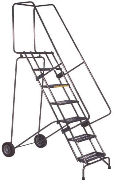 Ballymore - 83" 5 Step Ladder - 350 Lb Capacity, 50" Platform Height, 30" Base Width x 46" Base Depth, Perforated Tread - Exact Industrial Supply