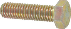 Made in USA - 1/2-13 UNC, 1-3/4" Length Under Head Hex Head Cap Screw - Fully Threaded, Grade 8 Alloy Steel, Zinc Yellow Dichromate Finish, 3/4" Hex - Exact Industrial Supply