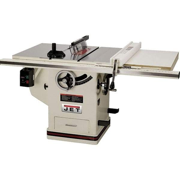 Jet - 10" Blade Diam, Table Saw - 4,300 RPM, 29" Table Depth x 42" Table Width, 230 Volts, 14.5 Amps, 5/8" Arbor - Exact Industrial Supply