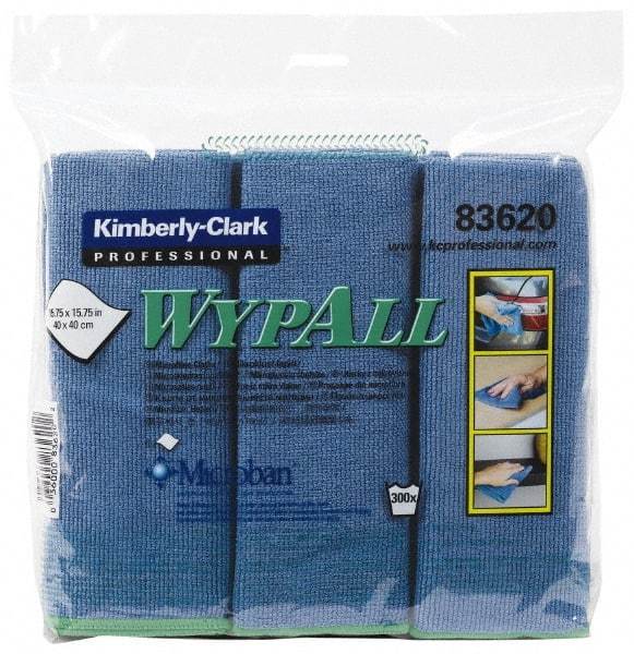 WypAll - Reusable Microfiber Wipes - Packet, 15-3/4" x 15-3/4" Sheet Size, Blue - Exact Industrial Supply