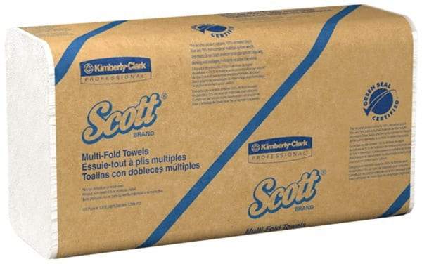 Scott - 1 Ply White Multi-Fold Paper Towels - 9-1/4" Wide - Exact Industrial Supply