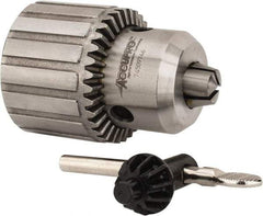 Accupro - 5/8-16, 1/32 to 5/8" Capacity, Threaded Mount Drill Chuck - Keyed, 57mm Sleeve Diam, 77mm Open Length - Exact Industrial Supply