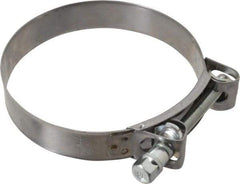 Mikalor - 5-1/4" Hose, 1.1" Wide x 0.051" Thick, T-Bolt Hose Clamp - 5.11 to 5.51" Diam, Stainless Steel Band, Housing & Zinc Plated Screw - Exact Industrial Supply