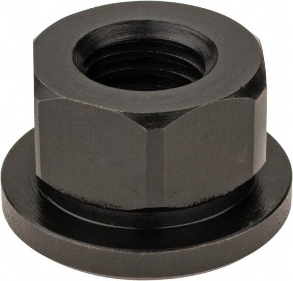 Gibraltar - 5/8-11, 1-3/8" Flange Diam, 13/16" High, 1-1/16" Across Flats, Flange Nut - Grade 12L14 Steel, Black Oxide Finish, 3/16" Flange Height, TCMAI - Exact Industrial Supply