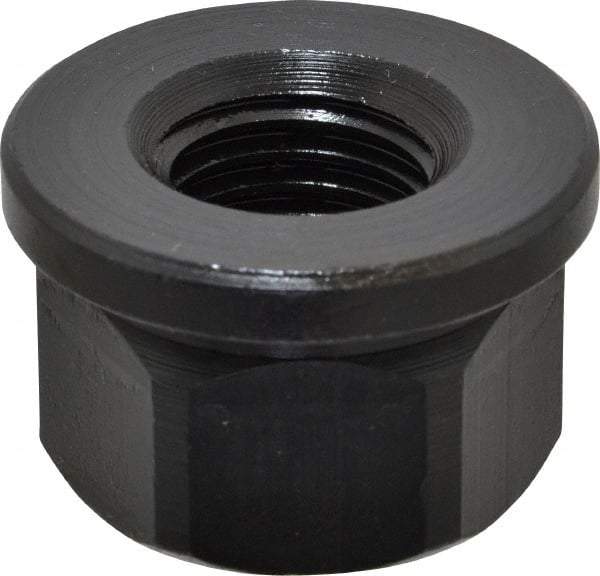 Gibraltar - 1-8, 2" Flange Diam, 1-1/4" High, 1-5/8" Across Flats, Flange Nut - Grade 12L14 Steel, Black Oxide Finish, 1/4" Flange Height, TCMAI - Exact Industrial Supply