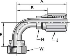 Parker - 1-5/16-12 Female JIC Steel Hydraulic Hose Female JIC Swivel & 90° Elbow & Short Drop - 4,000 psi, -16 Hose Size, 1" Hose Diam - Exact Industrial Supply