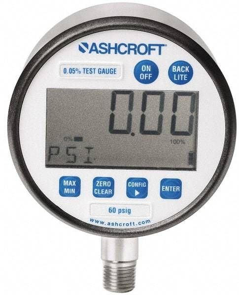 Ashcroft - 3" Dial, 1/4 Thread, 0-2,000 Scale Range, Pressure Gauge - Lower Connection Mount, Accurate to 0.25% of Scale - Exact Industrial Supply