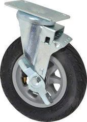 Shepherd - 6" Diam x 1-1/4" Wide, Phenolic Swivel with Brake Caster - 150 Lb Capacity, Top Plate Mount, 2-5/8" x 3-3/4" Plate, Ball Bearing - Exact Industrial Supply