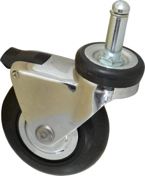 Shepherd - 3" Diam x 15/16" Wide x 3-7/8" OAH Stem Mount Swivel Caster with Brake - Neoprene, 110 Lb Capacity, Precision Ball Bearing, 7/16 x 1-7/16" Friction Stem - Exact Industrial Supply