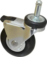 Shepherd - 3" Diam x 15/16" Wide x 3-7/8" OAH Stem Mount Swivel Caster with Brake - Neoprene, 110 Lb Capacity, Precision Ball Bearing, 7/16 x 1-7/16" Friction Stem - Exact Industrial Supply