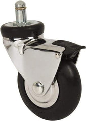 Shepherd - 3" Diam x 15/16" Wide x 3-7/8" OAH Stem Mount Swivel Caster with Brake - Neoprene, 110 Lb Capacity, Precision Ball Bearing, 7/16 x 7/8" Friction Stem - Exact Industrial Supply
