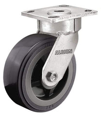 Albion - 5" Diam x 2" Wide x 6-1/2" OAH Top Plate Mount Swivel Caster - Polyurethane, 1,000 Lb Capacity, Roller Bearing, 4 x 4-1/2" Plate - Exact Industrial Supply
