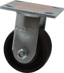Albion - 4" Diam x 2" Wide x 5-5/8" OAH Top Plate Mount Rigid Caster - Glass Filled Nylon, 800 Lb Capacity, Roller Bearing, 4 x 4-1/2" Plate - Exact Industrial Supply