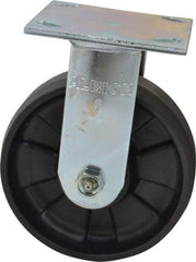 Albion - 6" Diam x 2" Wide x 7-1/2" OAH Top Plate Mount Rigid Caster - Glass Filled Nylon, 1,200 Lb Capacity, Roller Bearing, 4 x 4-1/2" Plate - Exact Industrial Supply