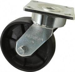 Albion - 6" Diam x 2" Wide x 7-1/2" OAH Top Plate Mount Swivel Caster - Glass Filled Nylon, 1,200 Lb Capacity, Precision Sealed Bearing, 4 x 4-1/2" Plate - Exact Industrial Supply