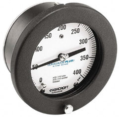 Ashcroft - 4-1/2" Dial, 1/4 Thread, 30-0-100 Scale Range, Pressure Gauge - Center Back Connection Mount, Accurate to 0.5% of Scale - Exact Industrial Supply