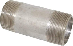 Merit Brass - Schedule 80, 2-1/2" Pipe x 6" Long, Grade 304/304L Stainless Steel Pipe Nipple - Seamless & Threaded - Exact Industrial Supply