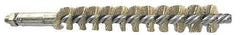 Schaefer Brush - 4" Brush Length, 1" Diam, Double Stem, Single Spiral Tube Brush - 6-1/4" Long, Brass, 1/4-28 Male Connection - Exact Industrial Supply