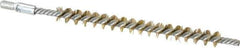 Schaefer Brush - 3" Brush Length, 1/4" Diam, Double Stem, Single Spiral Tube Brush - 4-1/2" Long, Brass, 8-32 Male Connection - Exact Industrial Supply