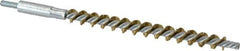 Schaefer Brush - 4" Brush Length, 3/8" Diam, Double Stem, Single Spiral Tube Brush - 6-1/4" Long, Brass, 8-32 Male Connection - Exact Industrial Supply