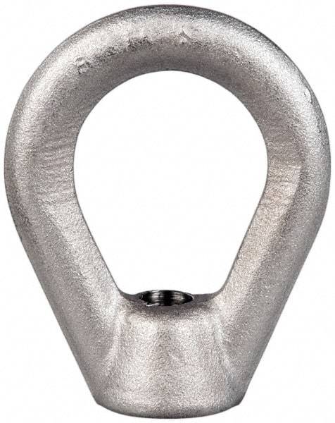 Gibraltar - 2,700 Lb Capacity, 3/8-16 Thread, Stainless Steel Lifting Eye Nut - Grade 304, 2-1/2" High, 1-1/4" Inside & 2" Outside Eye Diam, 7/8" Bell/Base Width - Exact Industrial Supply