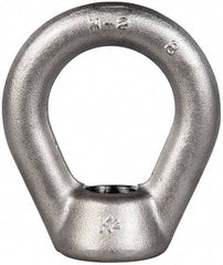 Gibraltar - 5,000 Lb Capacity, 3/4-10 Thread, Stainless Steel Lifting Eye Nut - Grade 304, 3" High, 1-1/2" Inside & 2-1/2" Outside Eye Diam, 1-3/8" Bell/Base Width - Exact Industrial Supply
