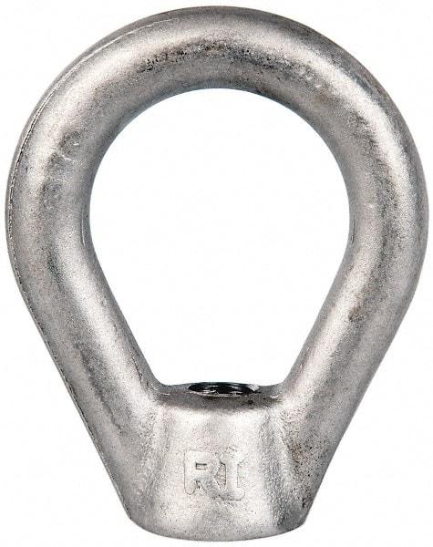 Gibraltar - 2,700 Lb Capacity, 3/8-16 Thread, Stainless Steel Lifting Eye Nut - Grade 316, 2-1/2" High, 1-1/4" Inside & 2" Outside Eye Diam, 7/8" Bell/Base Width - Exact Industrial Supply