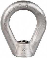 Gibraltar - 2,700 Lb Capacity, 1/2-13 Thread, Stainless Steel Lifting Eye Nut - Grade 316, 2-1/2" High, 1-1/4" Inside & 2" Outside Eye Diam, 7/8" Bell/Base Width - Exact Industrial Supply
