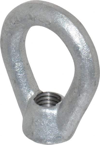 Gibraltar - 2,700 Lb Capacity, 1/2-13 Thread, Galvanized Finsih, Carbon Steel Heavy Duty Lifting Eye Nut - Grade C-1030, 2-1/2" High, 1-1/4" Inside & 2" Outside Eye Diam, 7/8" Bell/Base Width - Exact Industrial Supply