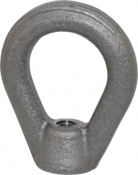 Gibraltar - 2,700 Lb Capacity, 3/8-16 Thread, Self Colored, Carbon Steel Heavy Duty Lifting Eye Nut - Grade C-1030, 2-1/2" High, 1-1/4" Inside & 2" Outside Eye Diam, 7/8" Bell/Base Width - Exact Industrial Supply