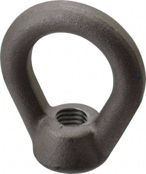 Gibraltar - 5,000 Lb Capacity, 5/8-11 Thread, Self Colored, Carbon Steel Heavy Duty Lifting Eye Nut - Grade C-1030, 3" High, 1-1/2" Inside & 2-1/2" Outside Eye Diam, 1-3/8" Bell/Base Width - Exact Industrial Supply
