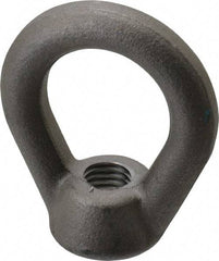 Gibraltar - 5,000 Lb Capacity, 5/8-11 Thread, Self Colored, Carbon Steel Heavy Duty Lifting Eye Nut - Grade C-1030, 3" High, 1-1/2" Inside & 2-1/2" Outside Eye Diam, 1-3/8" Bell/Base Width - Exact Industrial Supply