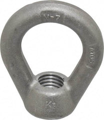 Gibraltar - 5,000 Lb Capacity, 3/4-10 Thread, Self Colored, Carbon Steel Heavy Duty Lifting Eye Nut - Grade C-1030, 3" High, 1-1/2" Inside & 2-1/2" Outside Eye Diam, 1-3/8" Bell/Base Width - Exact Industrial Supply