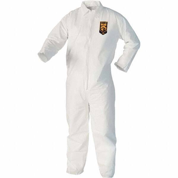 KleenGuard - Size M Film Laminate Chemical Resistant Coveralls - White, Zipper Closure, Open Cuffs, Open Ankles - Exact Industrial Supply