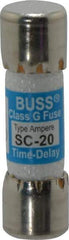 Cooper Bussmann - 170 VDC, 600 VAC, 20 Amp, Time Delay Size Rejecting/NonRejecting Fuse - Fuse Holder Mount, 1-13/32" OAL, 10 at DC, 100 at AC (RMS) kA Rating, 13/32" Diam - Exact Industrial Supply