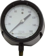 Ashcroft - 4-1/2" Dial, 1/4 Thread, 0-160 Scale Range, Pressure Gauge - Lower Connection, Rear Flange Connection Mount, Accurate to 0.5% of Scale - Exact Industrial Supply